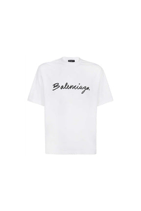 Balenciaga logo print distressed-finish T-shirt