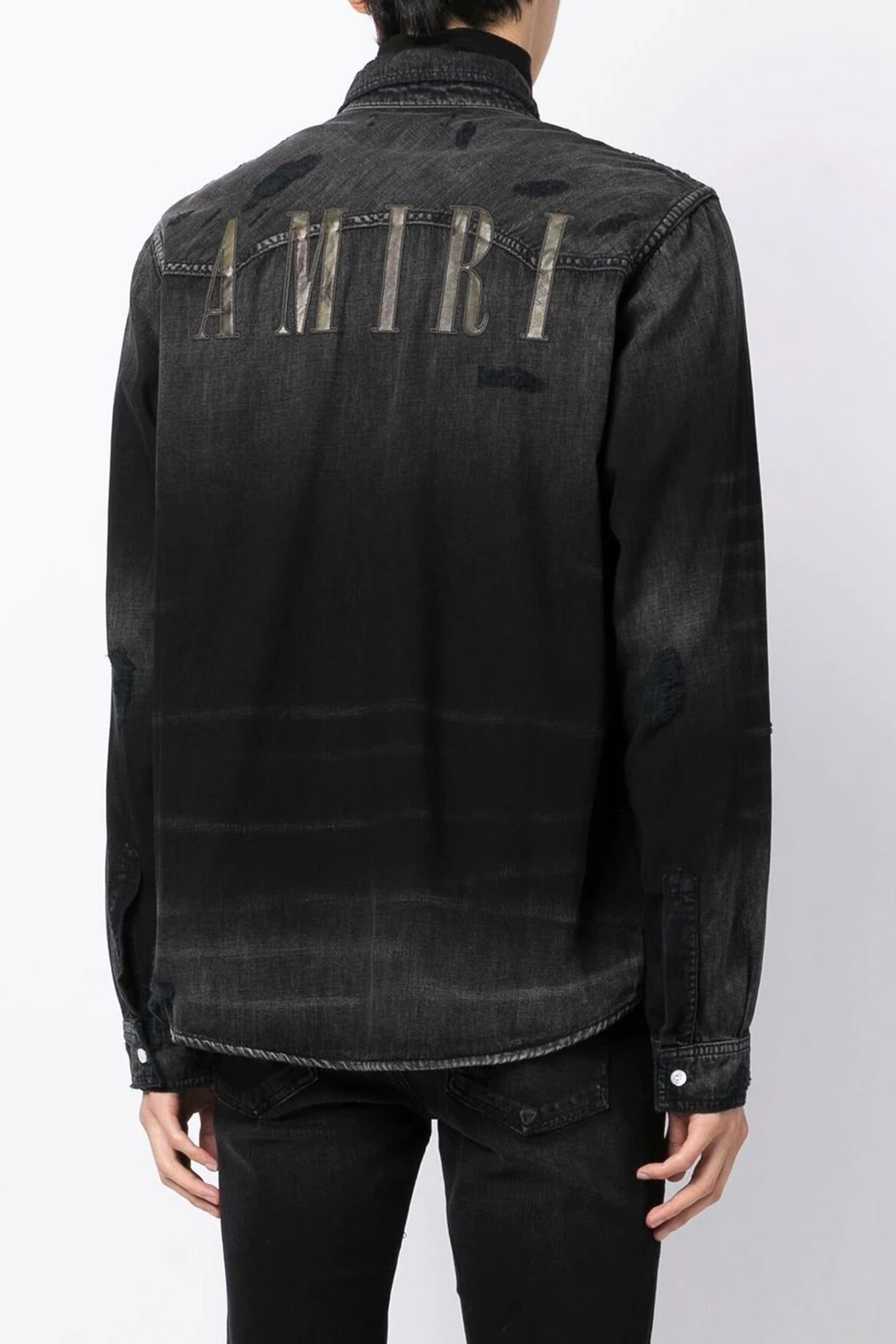 AMIRI logo-embroidered denim shirt