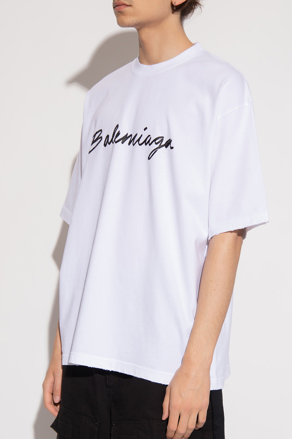 Balenciaga logo print distressed-finish T-shirt