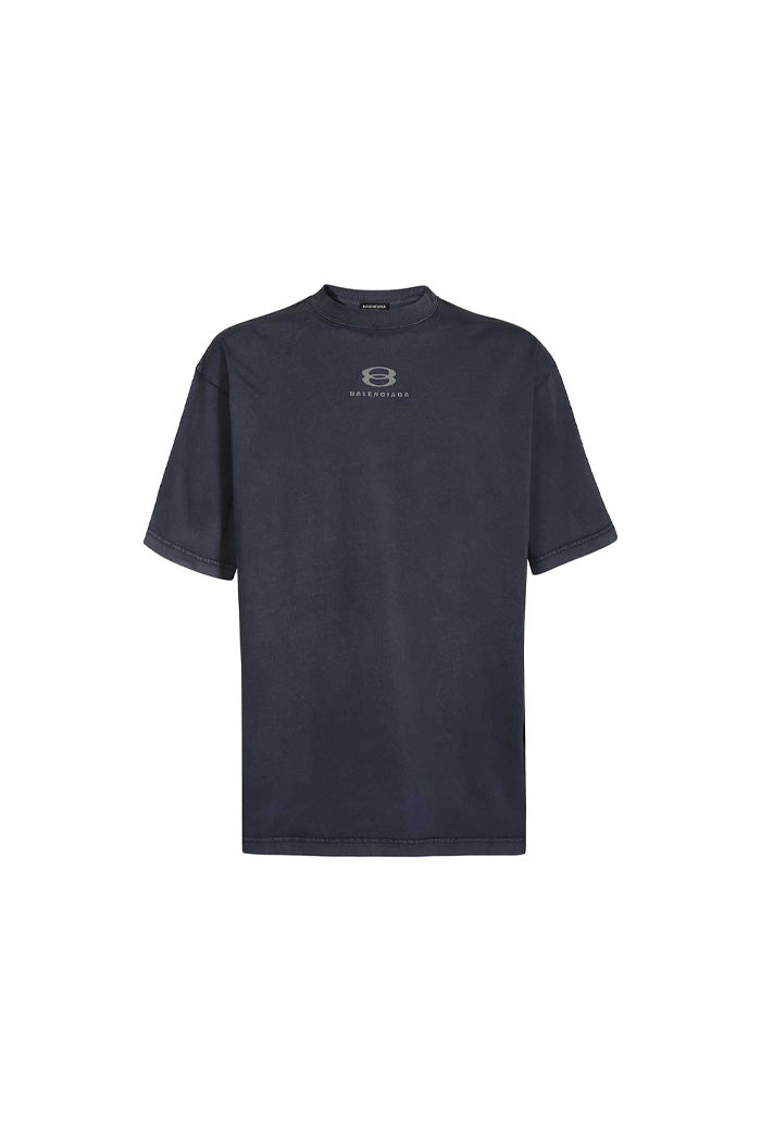Balenciaga Blue Navy Wash logo cotton T-shirt