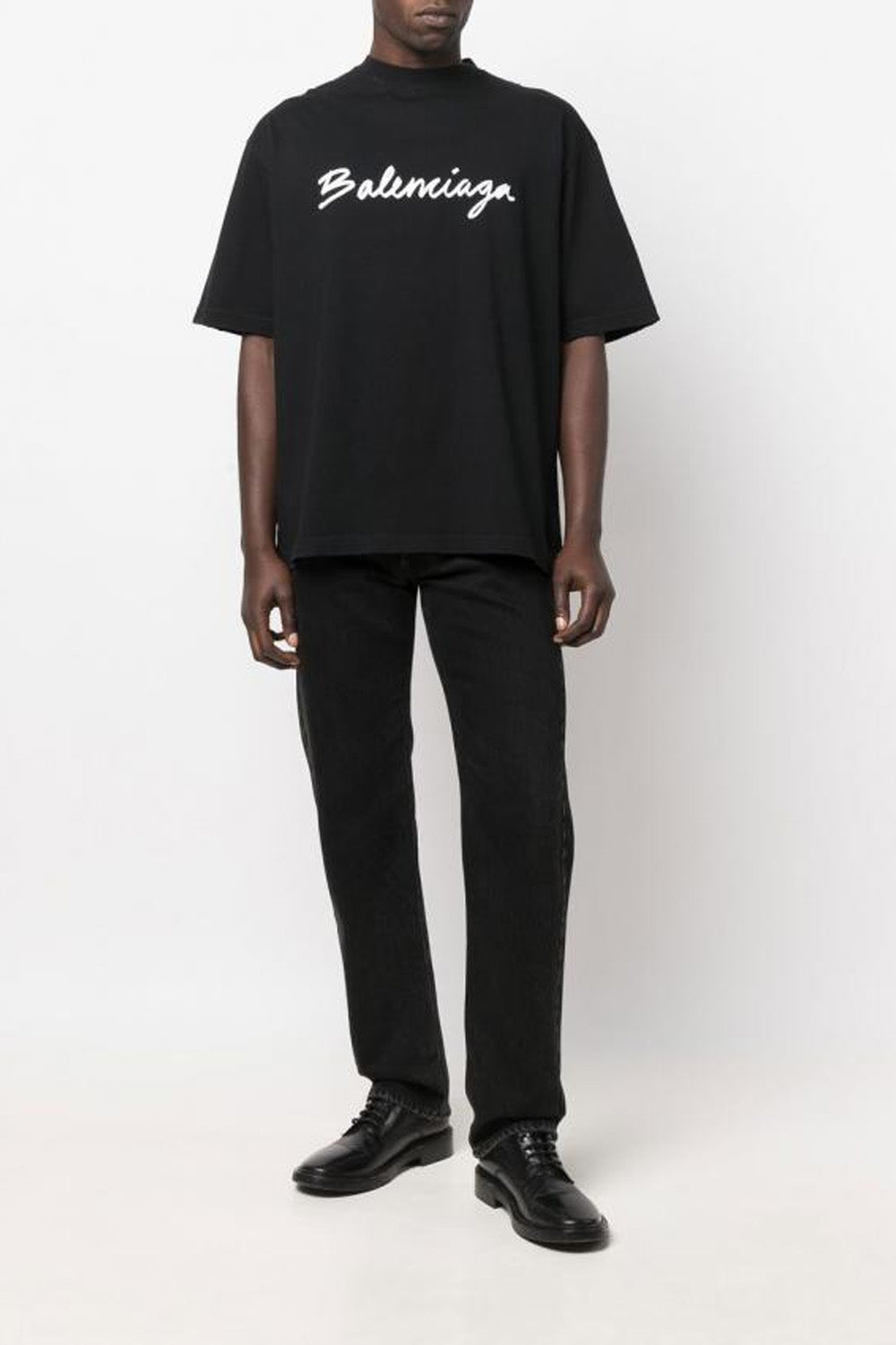 Balenciaga logo print distressed-finish T-shirt Black
