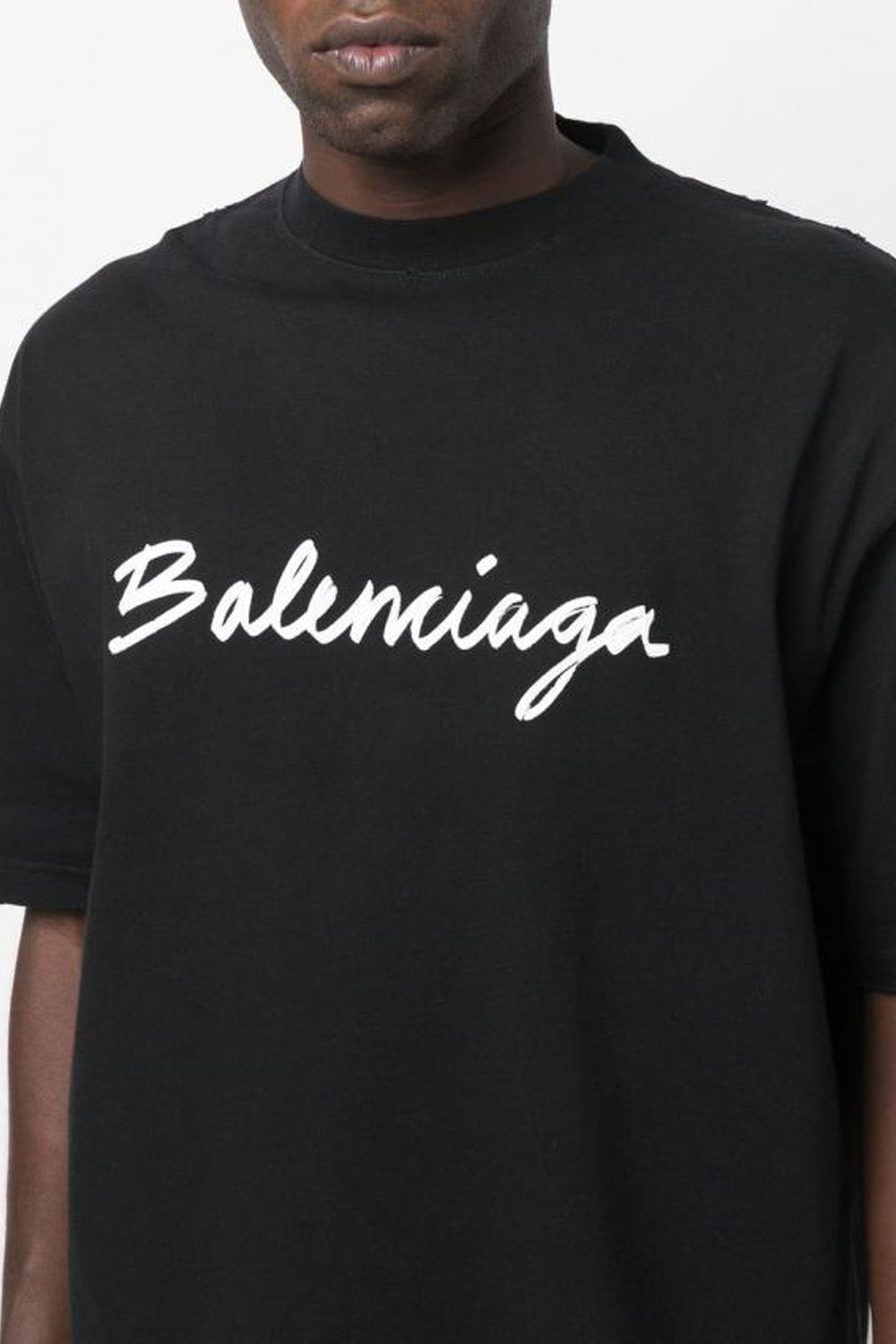 Balenciaga logo print distressed-finish T-shirt Black