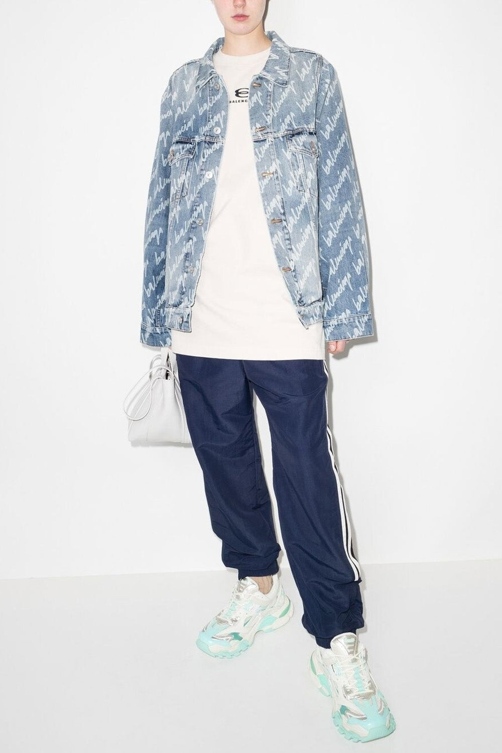 Balenciaga logo-print oversized denim jacket