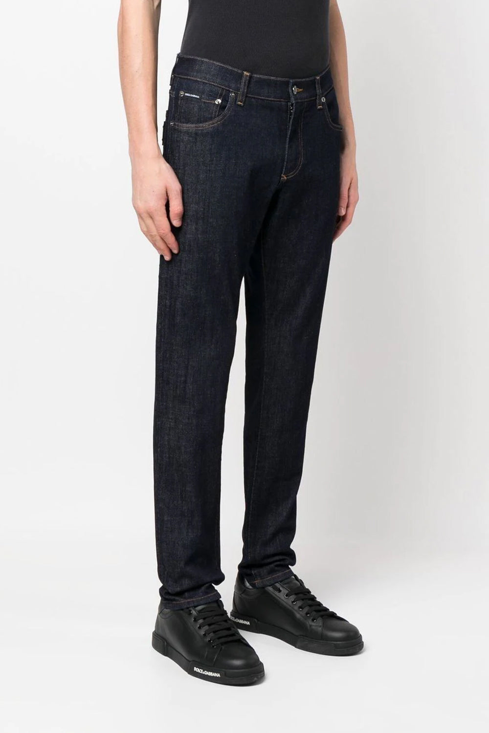Dolce & Gabbana logo-plaque slim-cut jeans