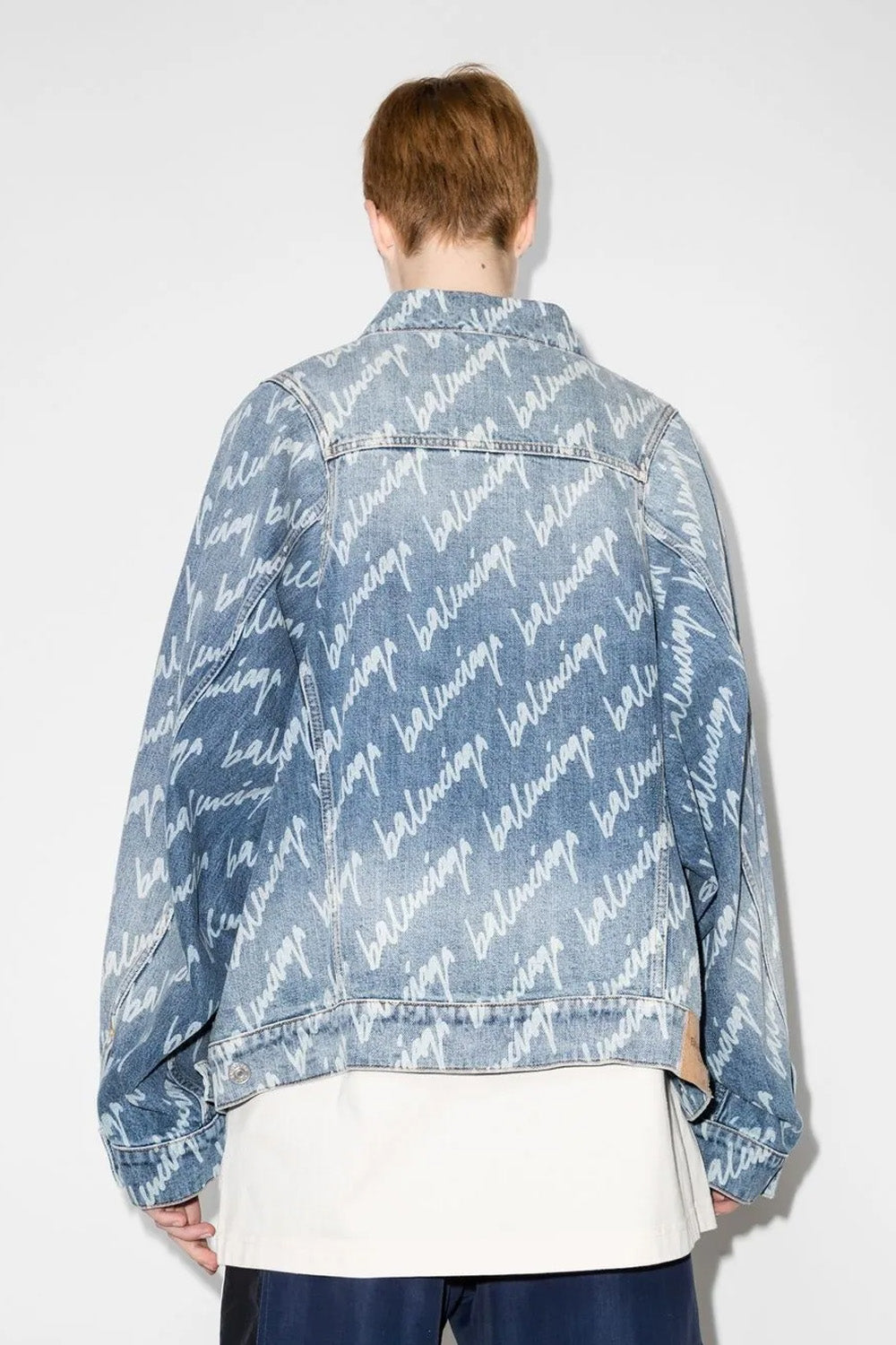 Balenciaga logo-print oversized denim jacket