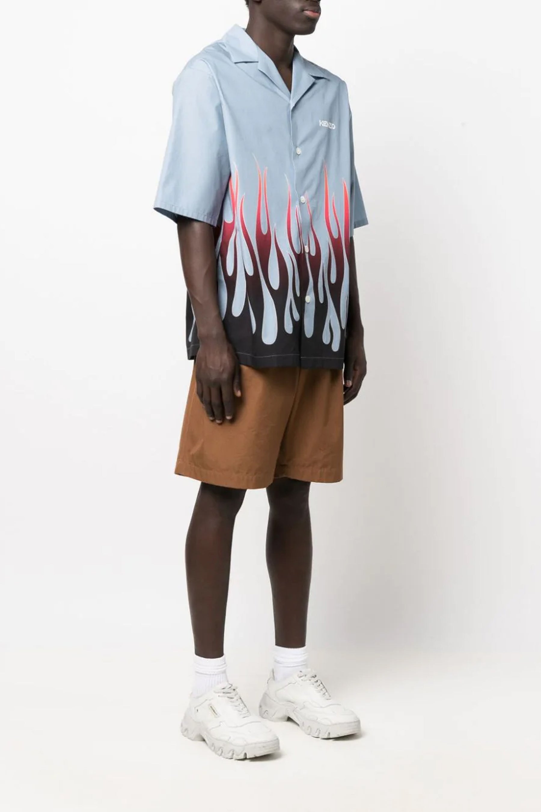 Kenzo flame-print branded short-sleeve shirt
