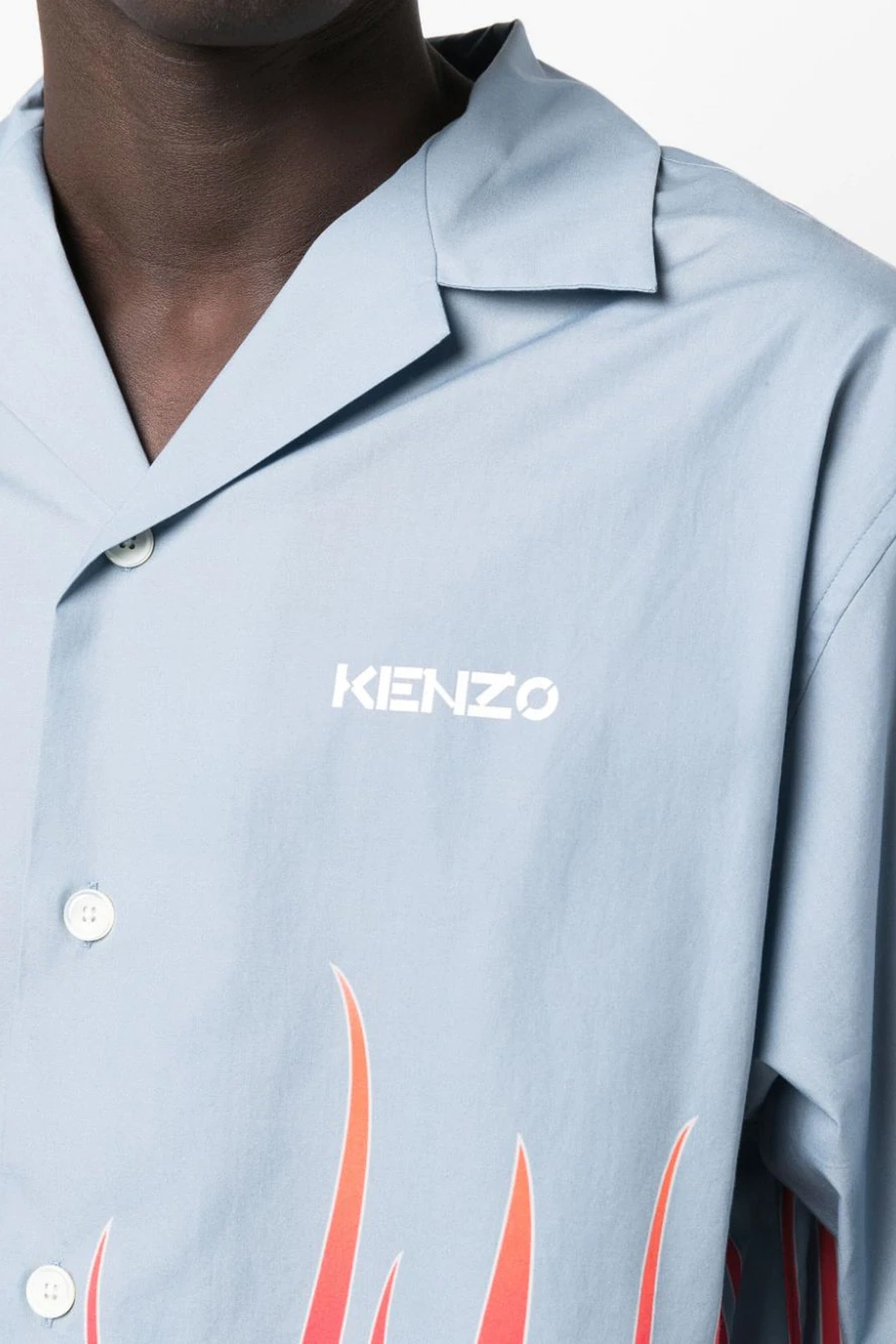 Kenzo flame-print branded short-sleeve shirt