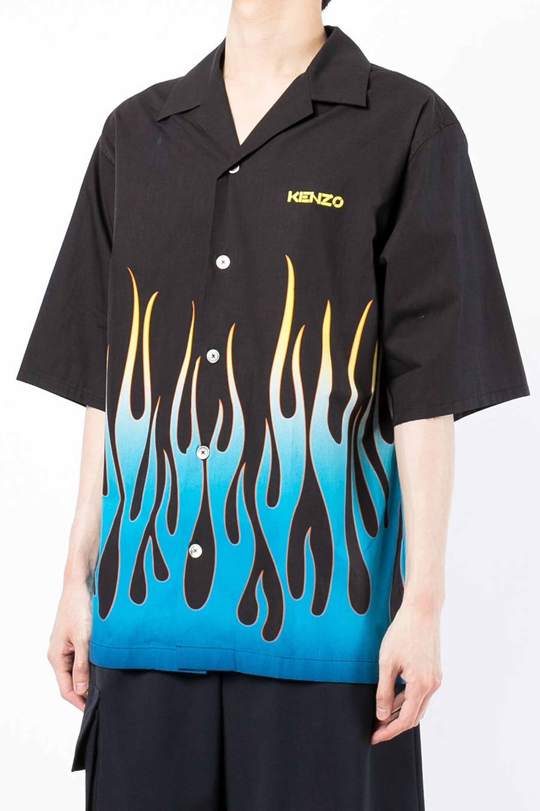 Kenzo flame-print branded short-sleeve shirt