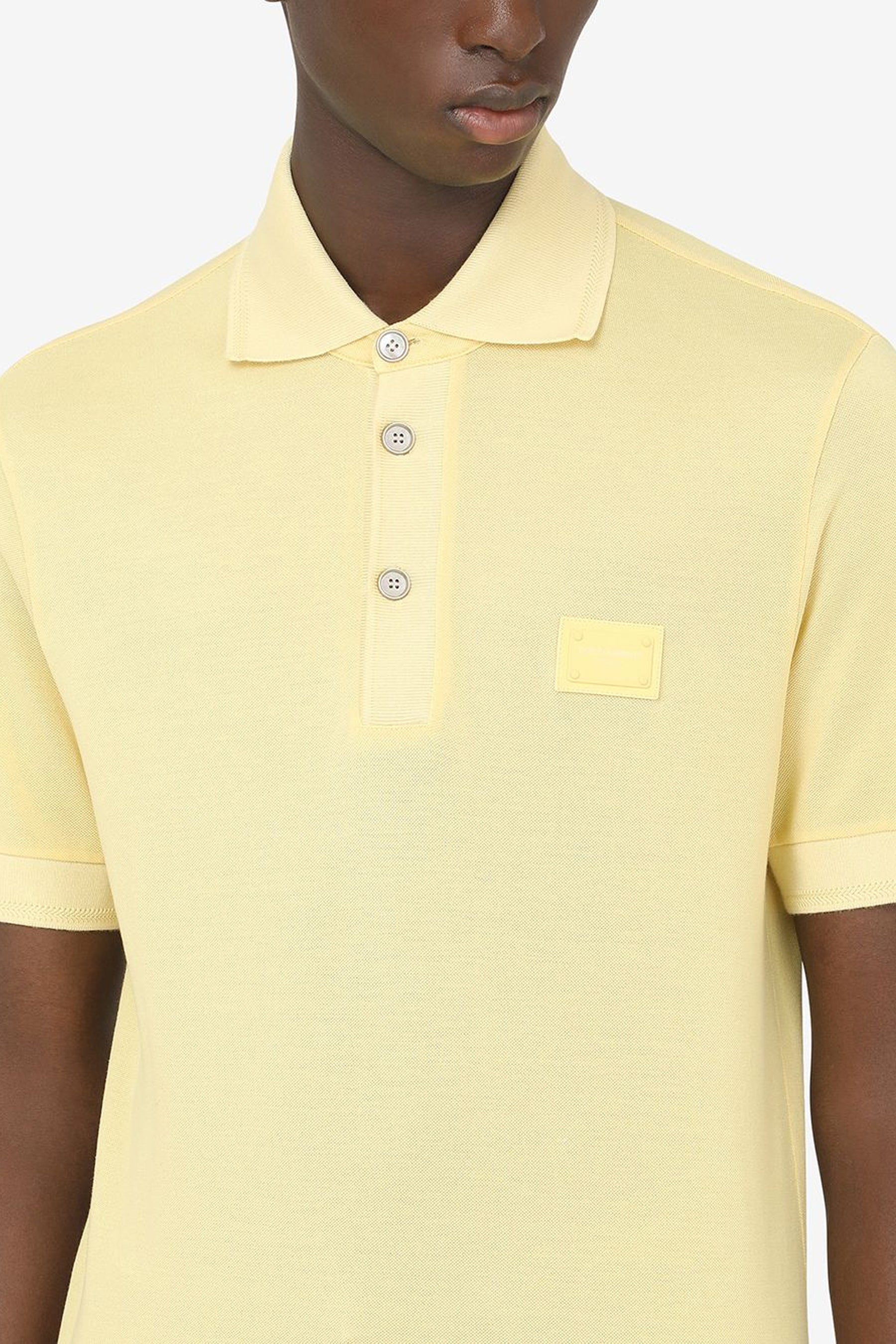 Dolce & Gabbana Yellow logo-patch polo shirt