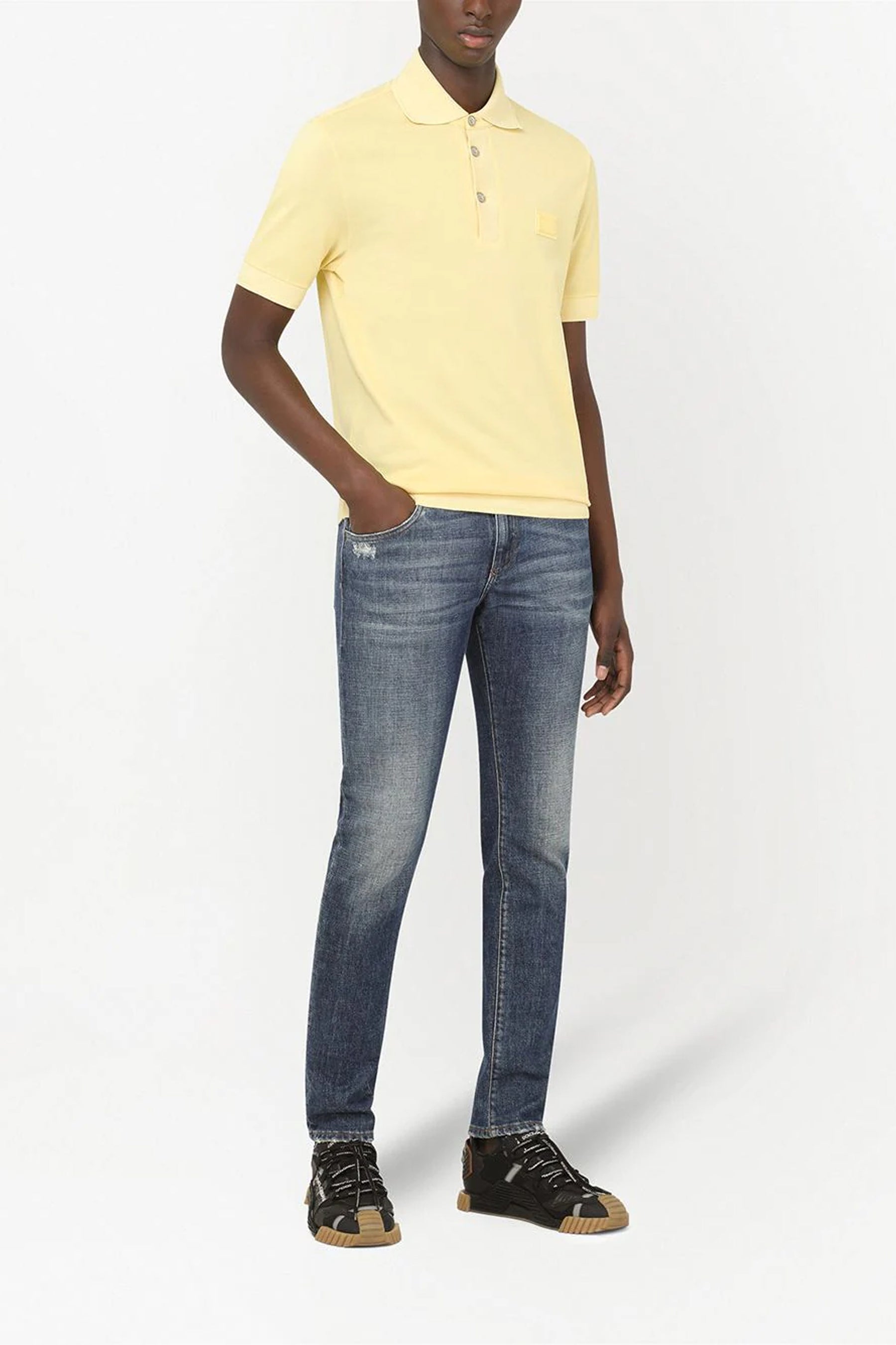 Dolce & Gabbana Yellow logo-patch polo shirt