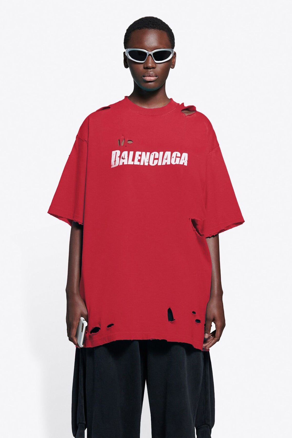 Balenciaga Destroyed T-Shirt Red