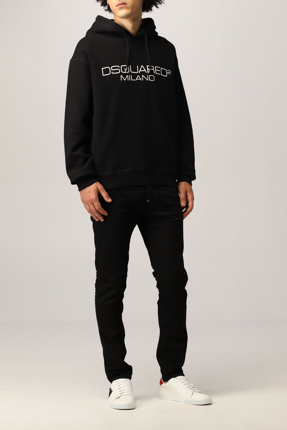 DSQUARED2 Black Milano Logo Print Hoodie