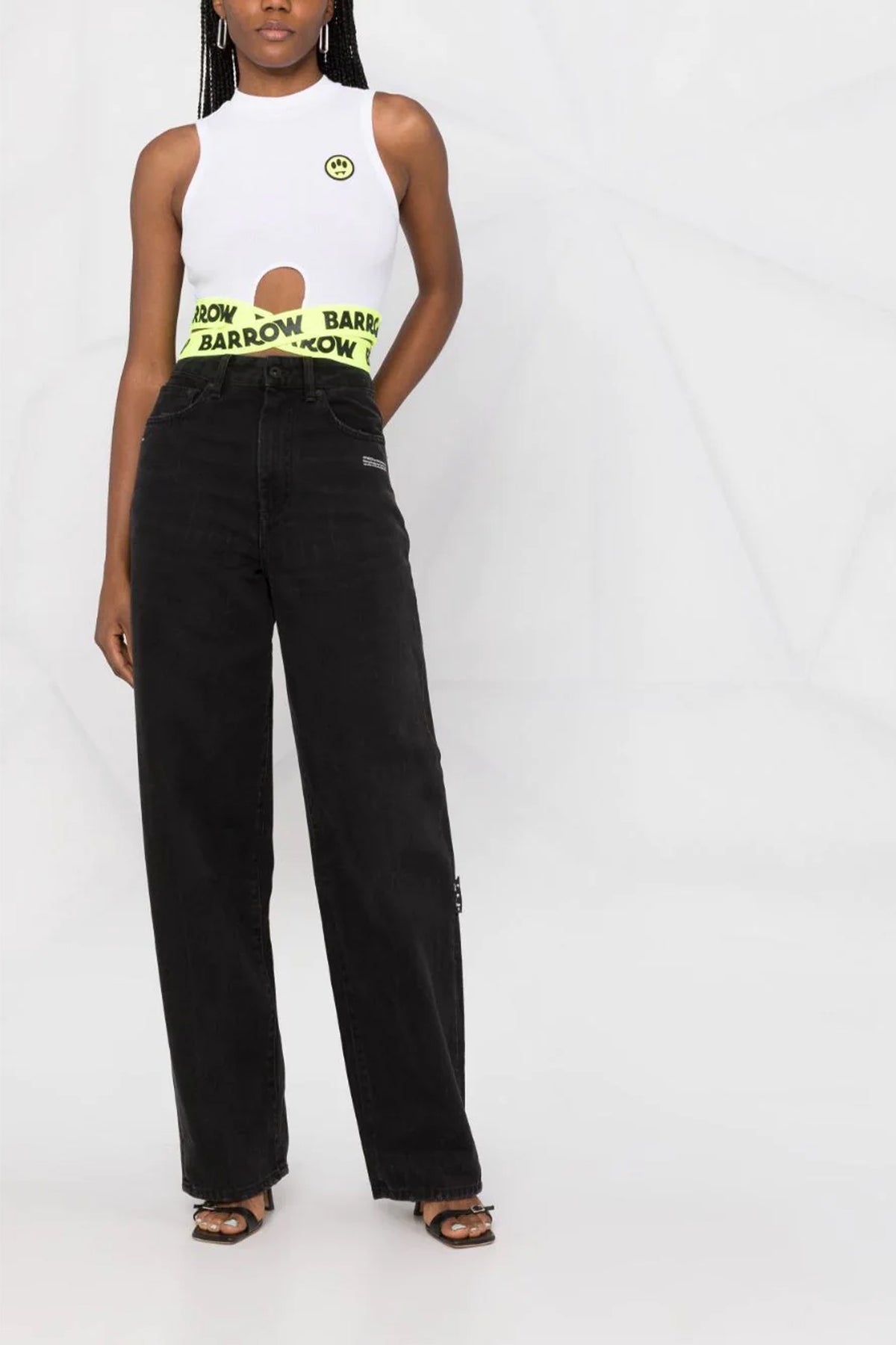 BARROW logo-tape cropped tank top