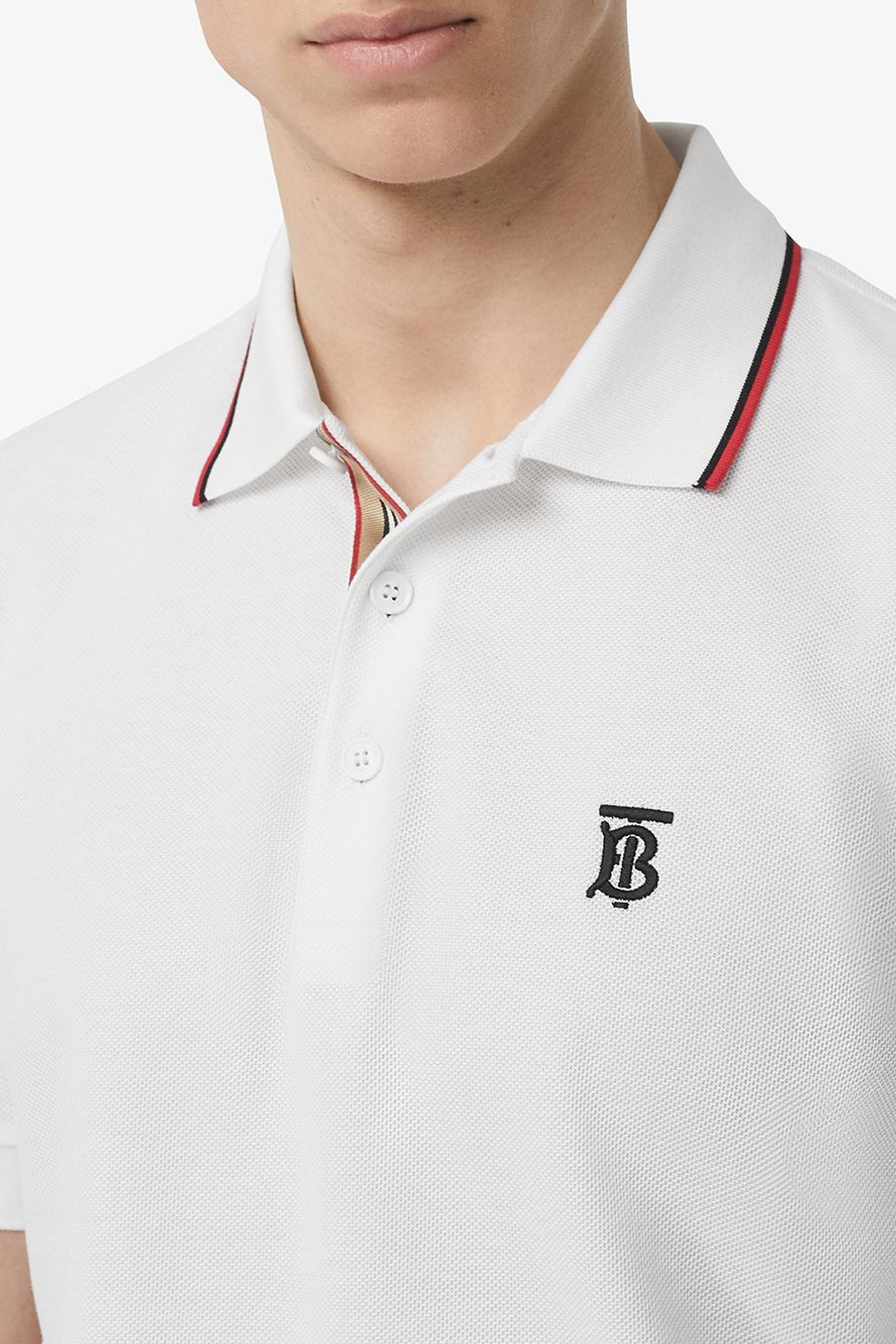 Burberry Icon Stripe Placket Cotton Piqué Polo Shirt
