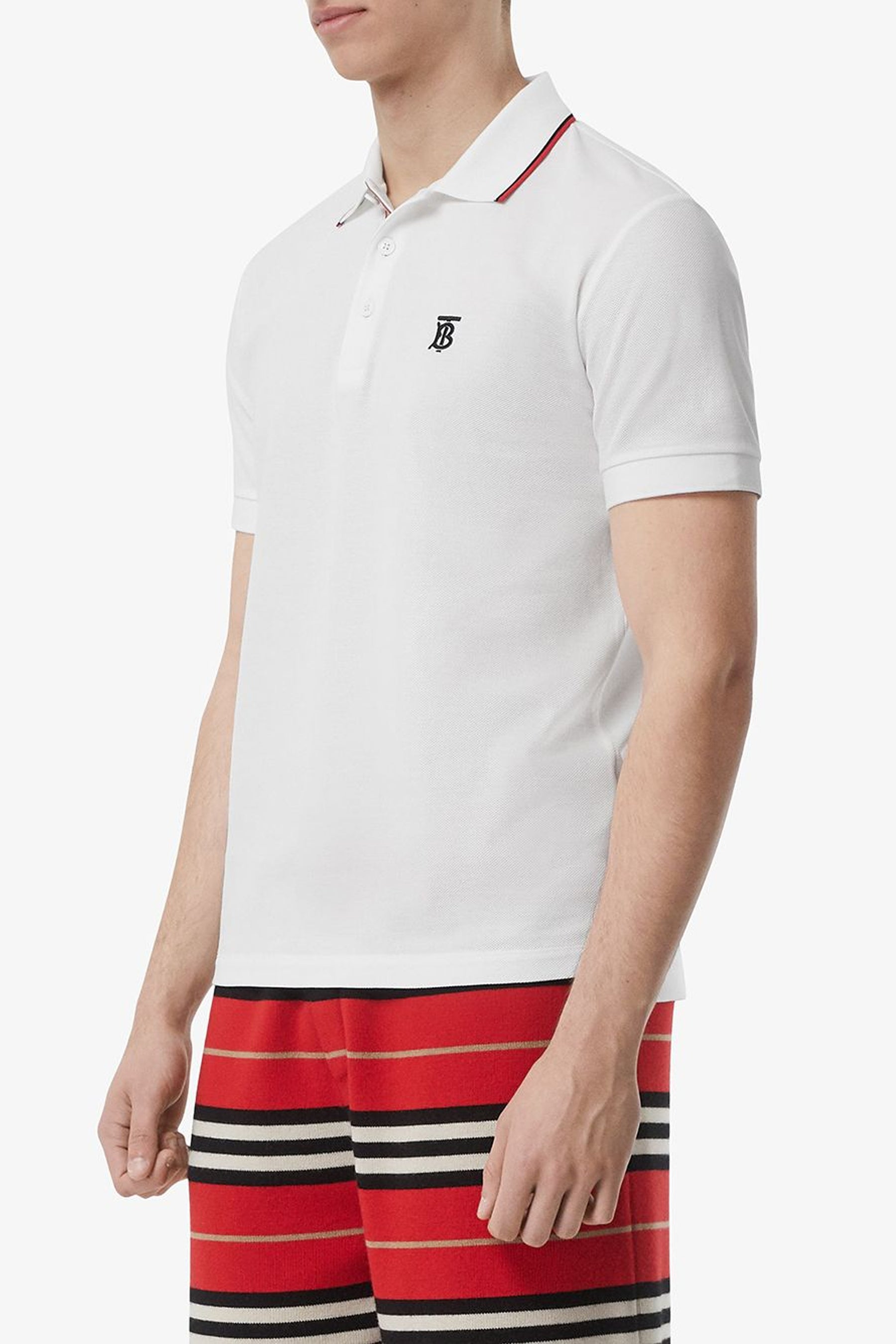 Burberry Icon Stripe Placket Cotton Piqué Polo Shirt