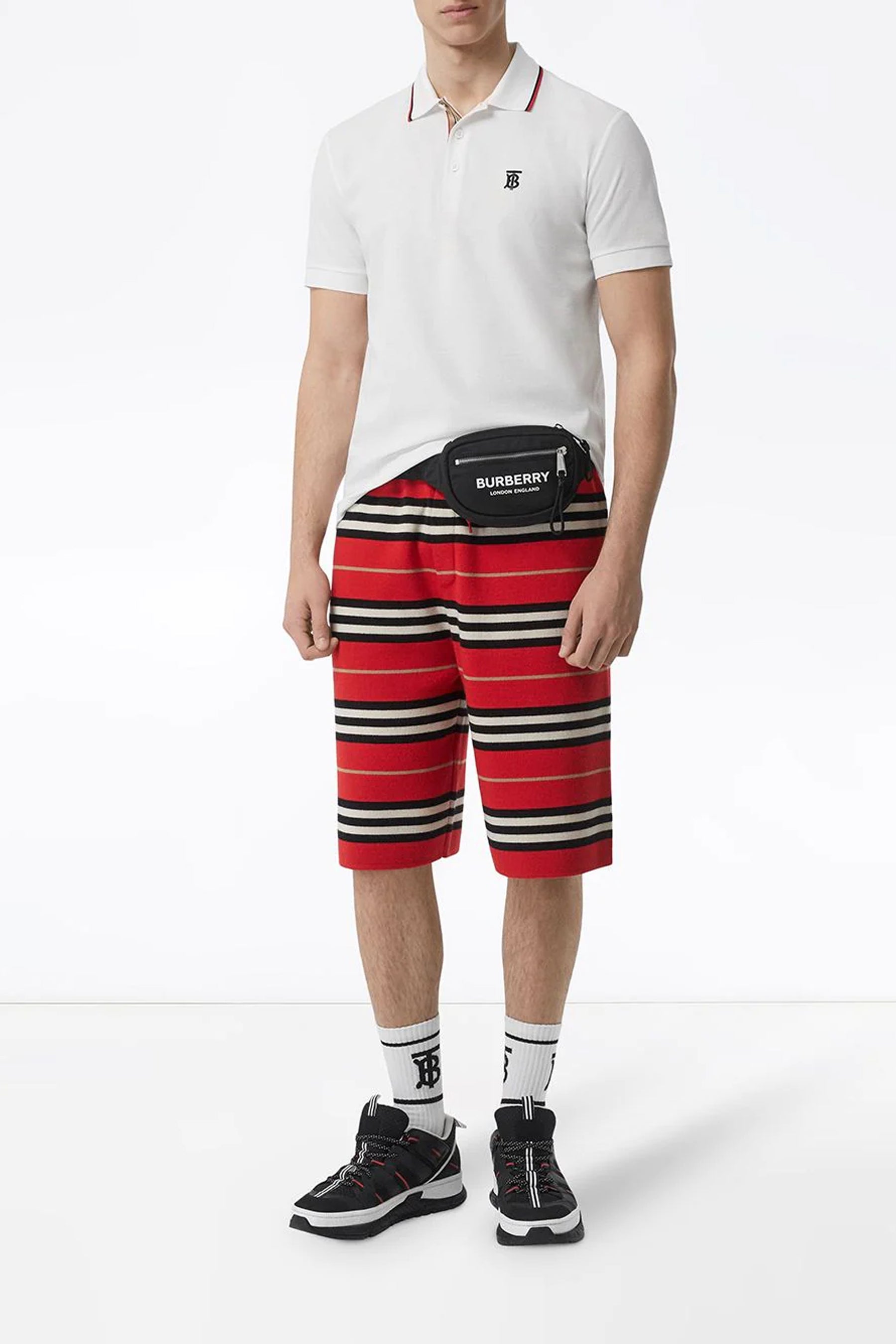 Burberry Icon Stripe Placket Cotton Piqué Polo Shirt