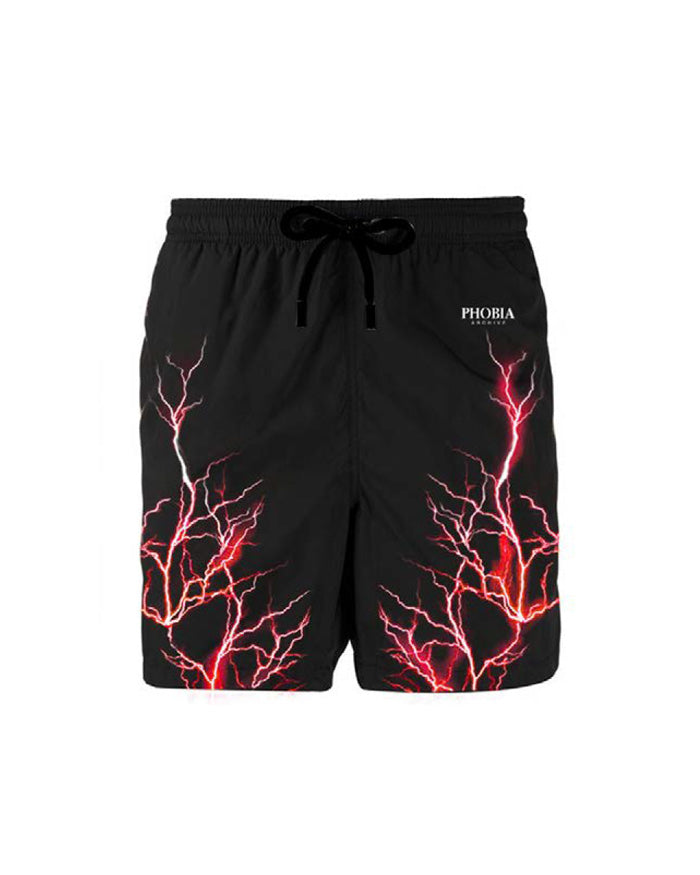 PHOBIA BLACK SWIMWEAR WITH RED LIGHTNING