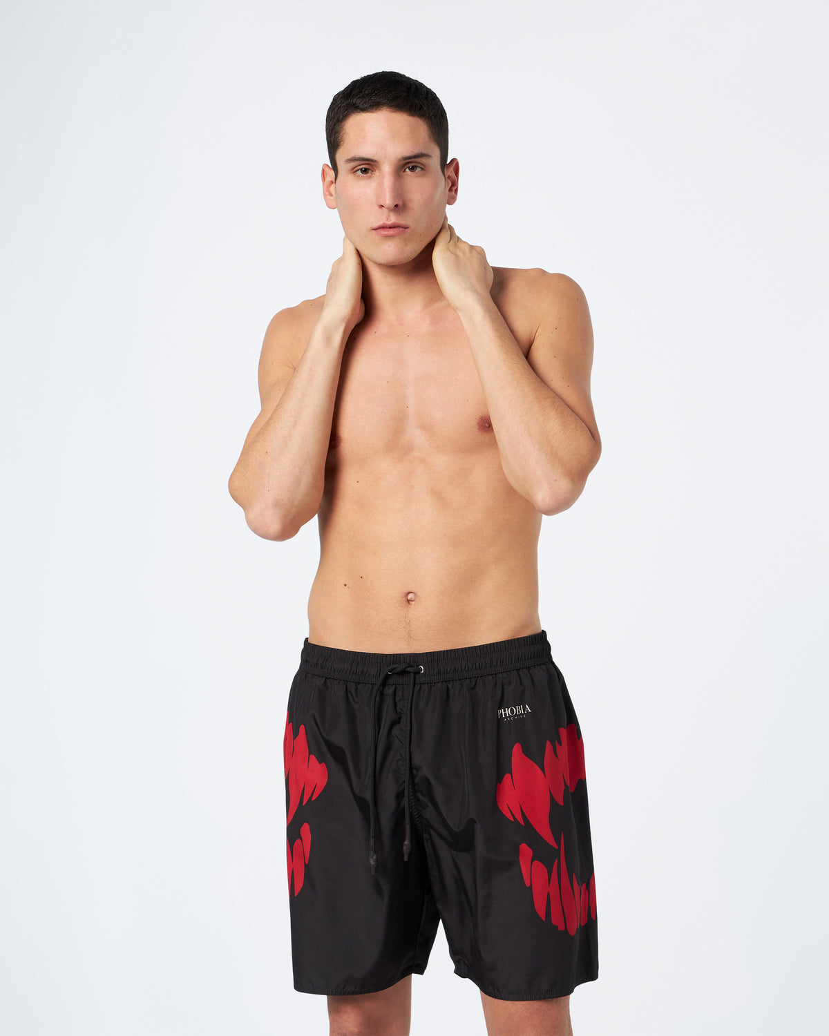 PHOBIA BLACK SWIMWEAR WITH RED MOUTH