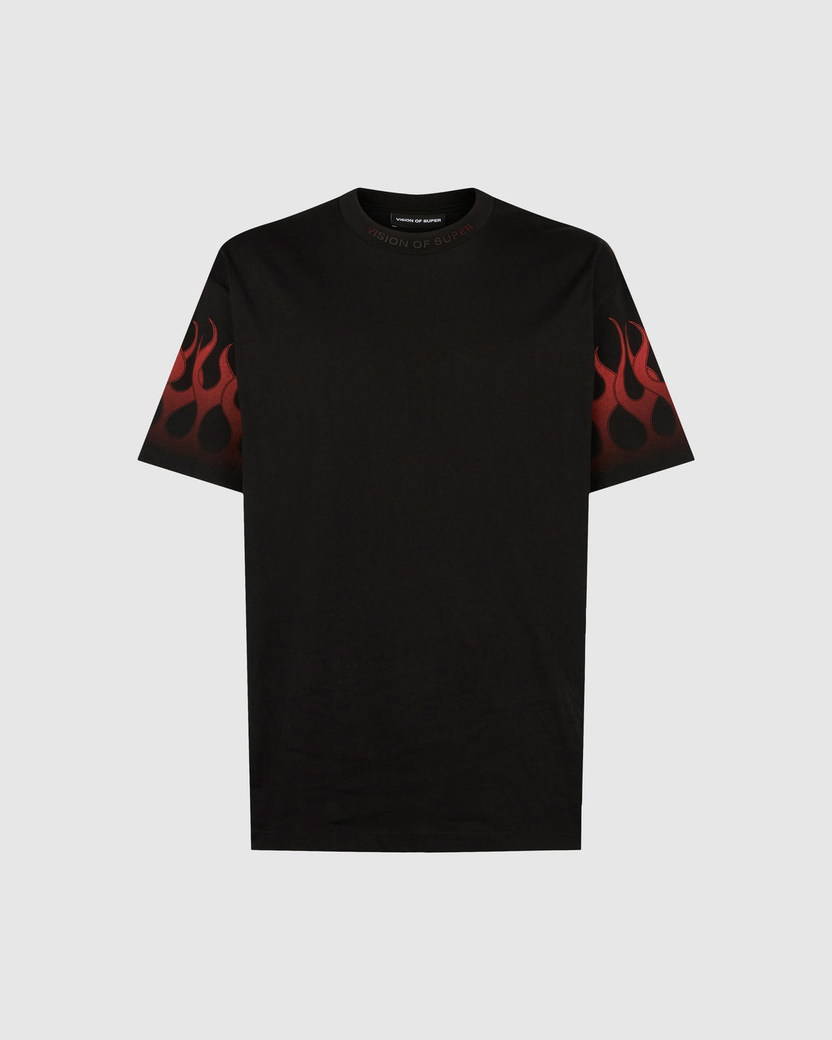 VISION OF SUPER BLACK TSHIRT WITH RED FLAMES