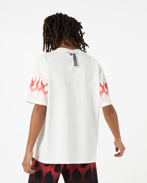 VISION OF SUPER WHITE TSHIRT WITH RED FLAMES