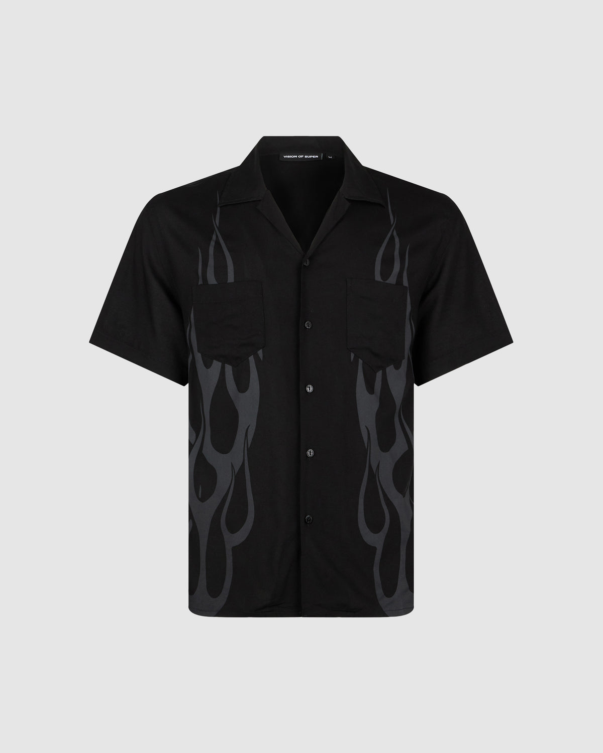 VISION OF SUPER BLACK SHIRT WITH GREY FLAMES