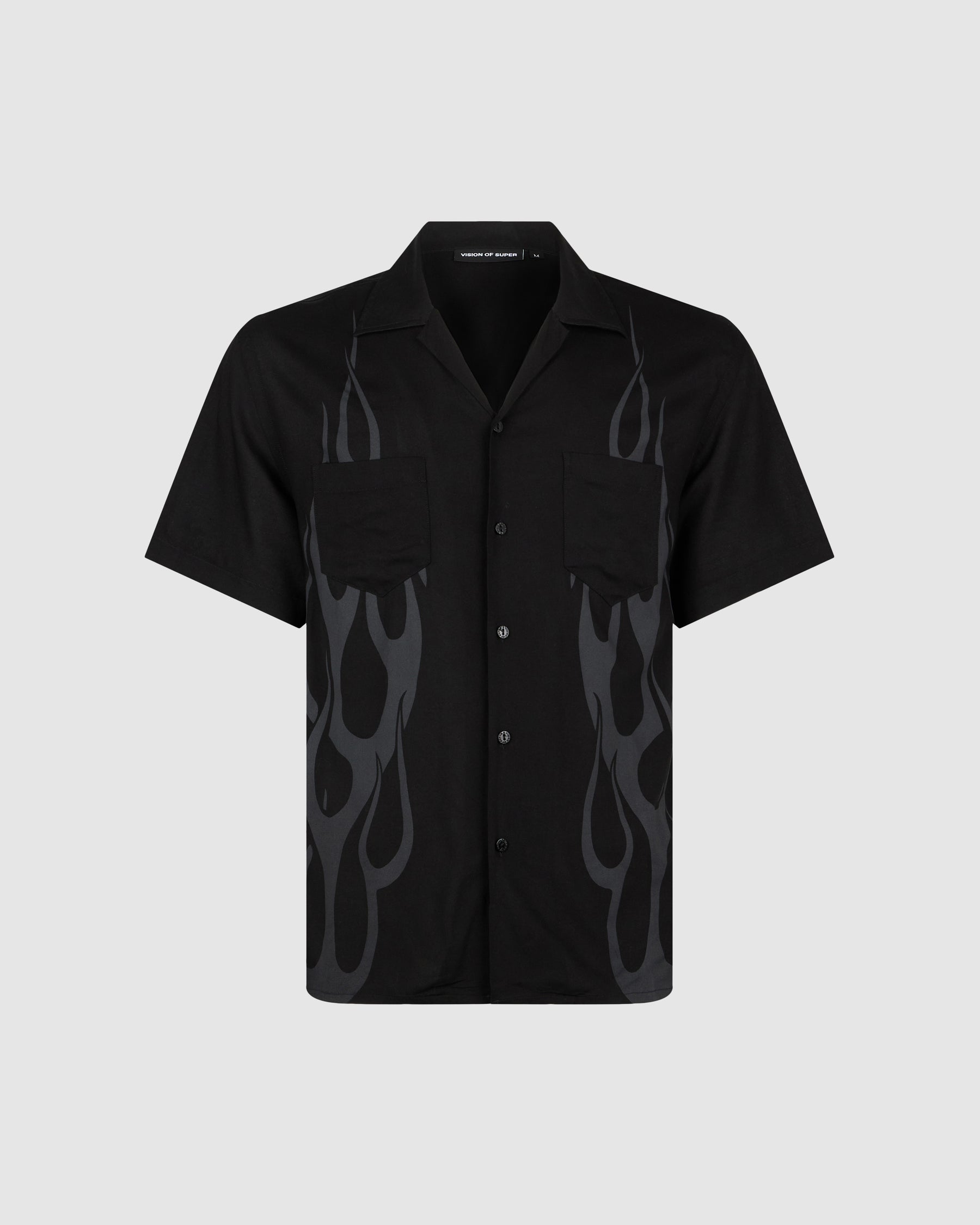 VISION OF SUPER BLACK SHIRT WITH GREY FLAMES
