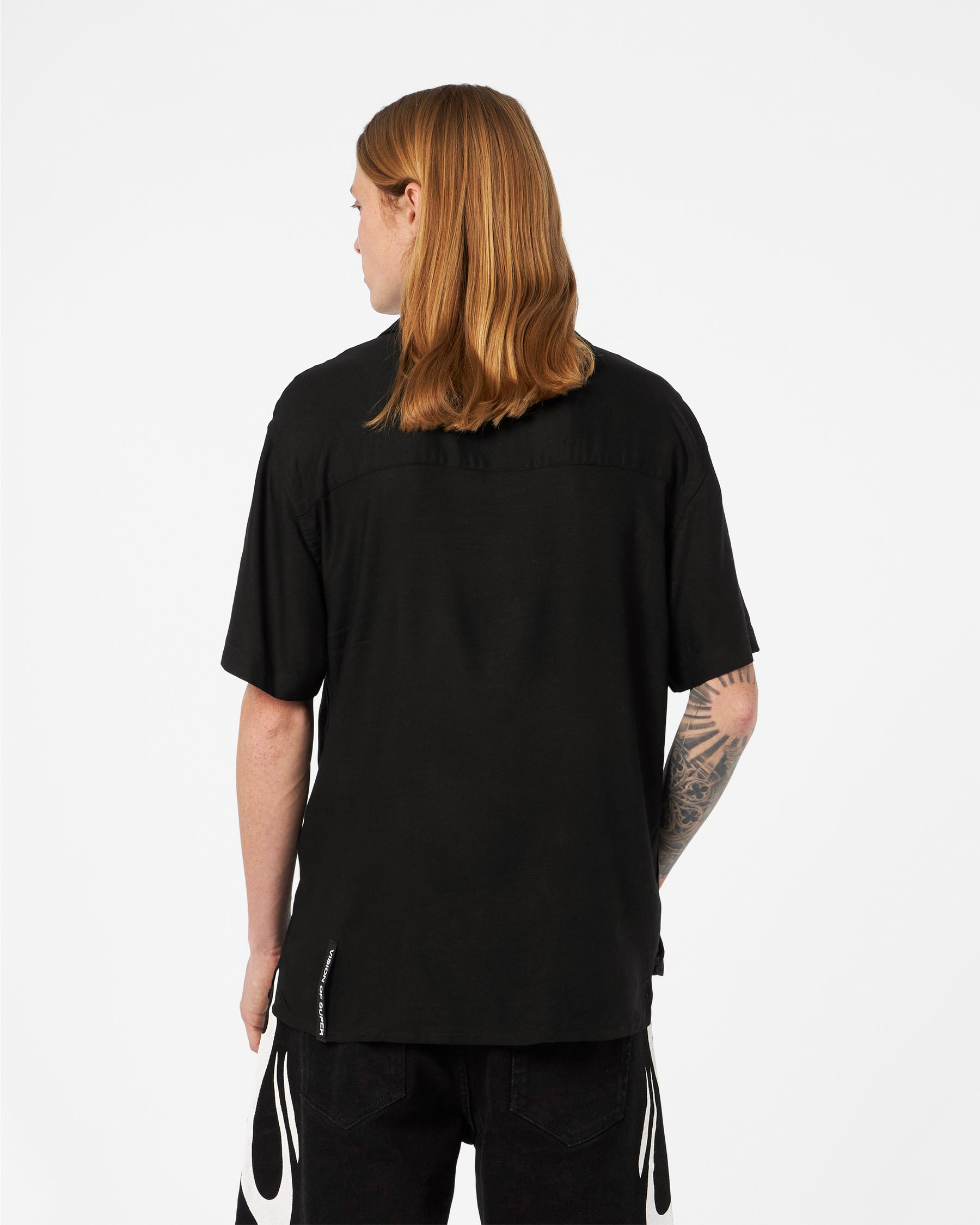 VISION OF SUPER BLACK SHIRT WITH GREY FLAMES
