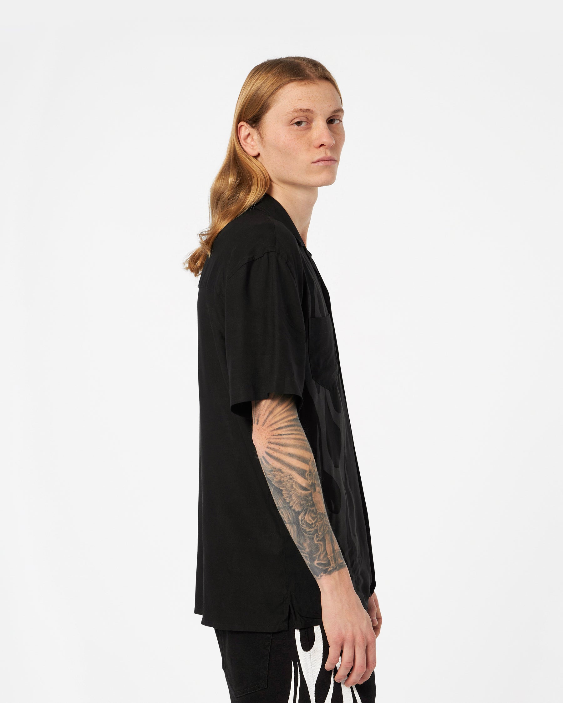 VISION OF SUPER BLACK SHIRT WITH GREY FLAMES