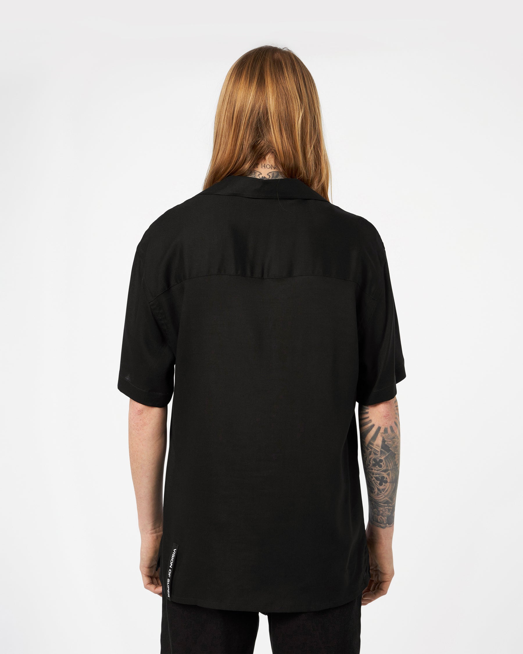 VISION OF SUPER BLACK SHIRT WITH RED FLAMES