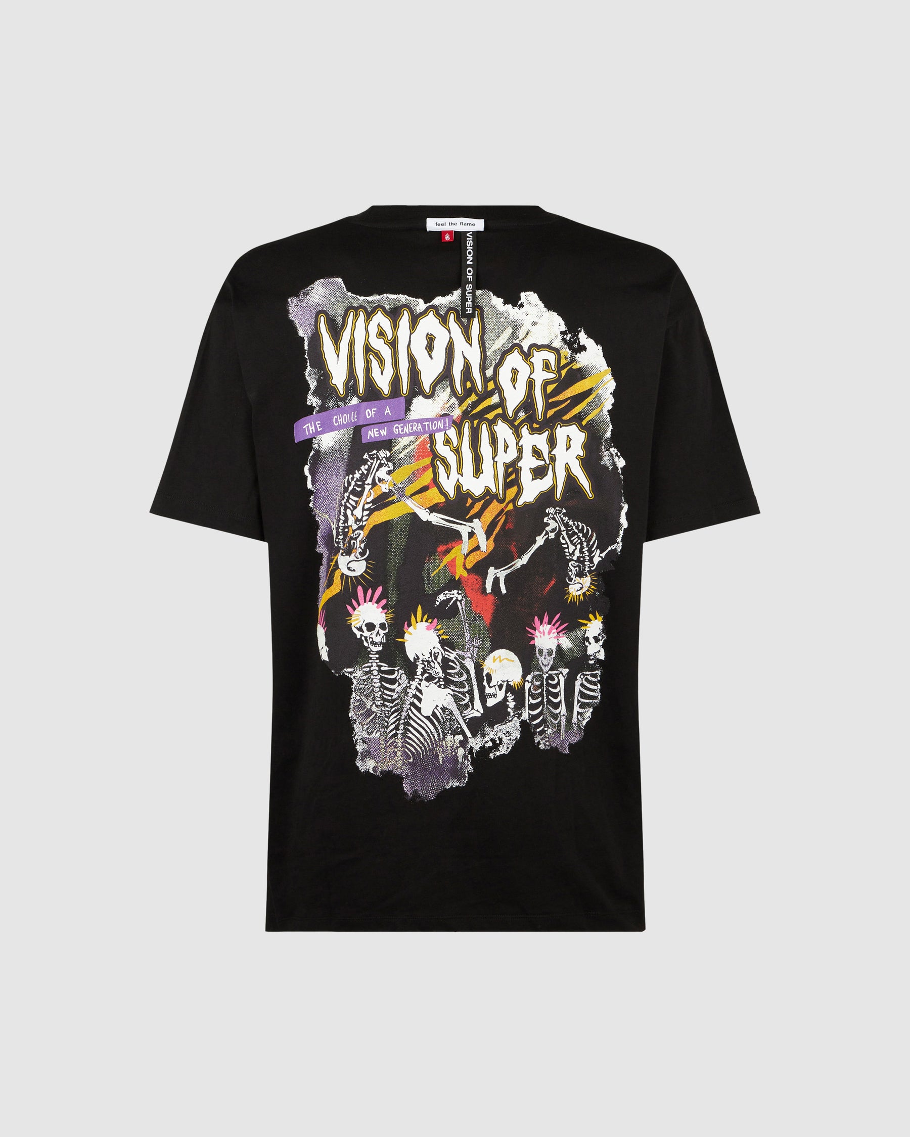 VISION OF SUPER BLACK TSHIRT WITH SKELETON PRINT