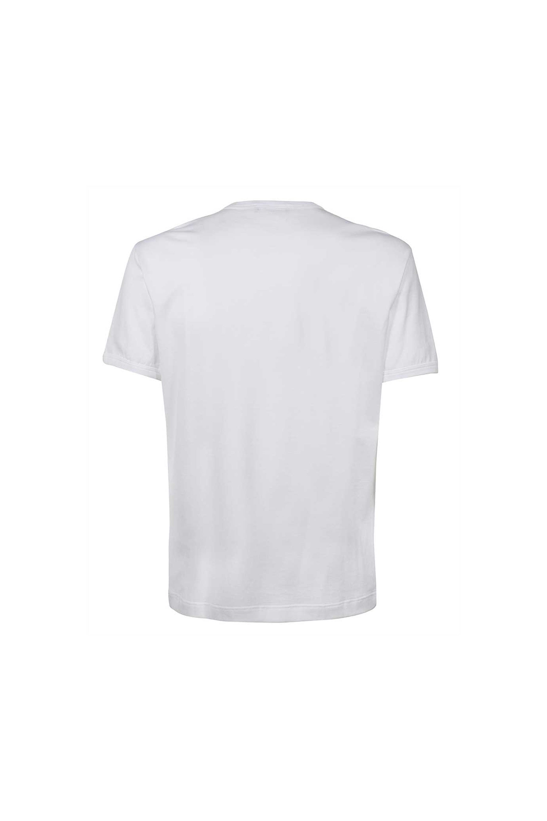 Dolce & Gabbana White Cotton Black Plate T-Shirt