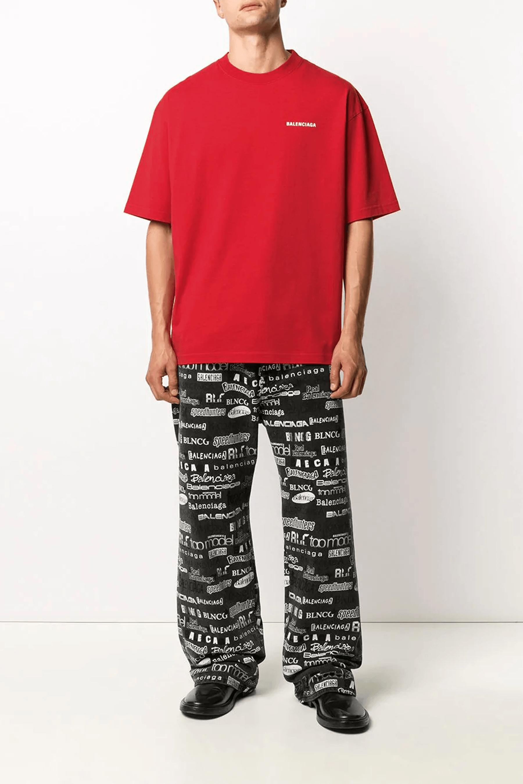 Logo Print Oversized Red חולצות BALENCIAGA