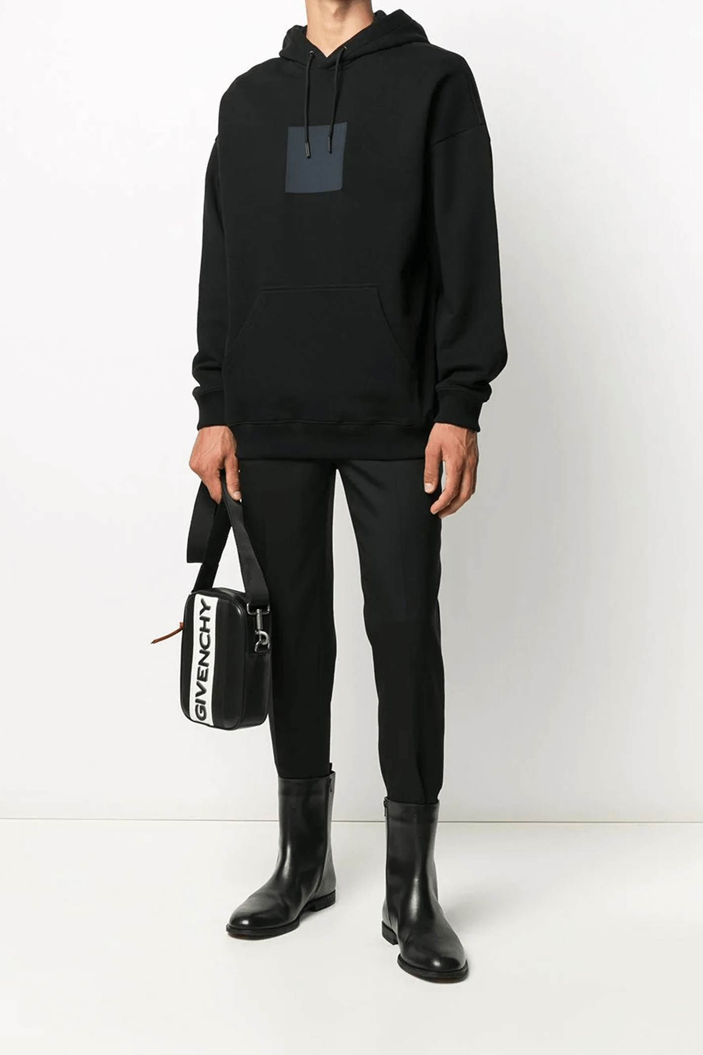 קפוצ׳ון שחור לוגו ריבוע עור ארוכים Givenchy