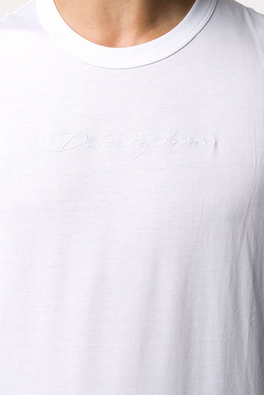 White Cotton Logo T-shirt חולצות קצרות DOLCE & GABBANA