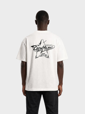 Crew Milano T-Shirt Logo Print CM-36 / WHITE