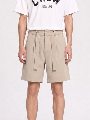 CREW Milano Elegant Belt Shorts Beige