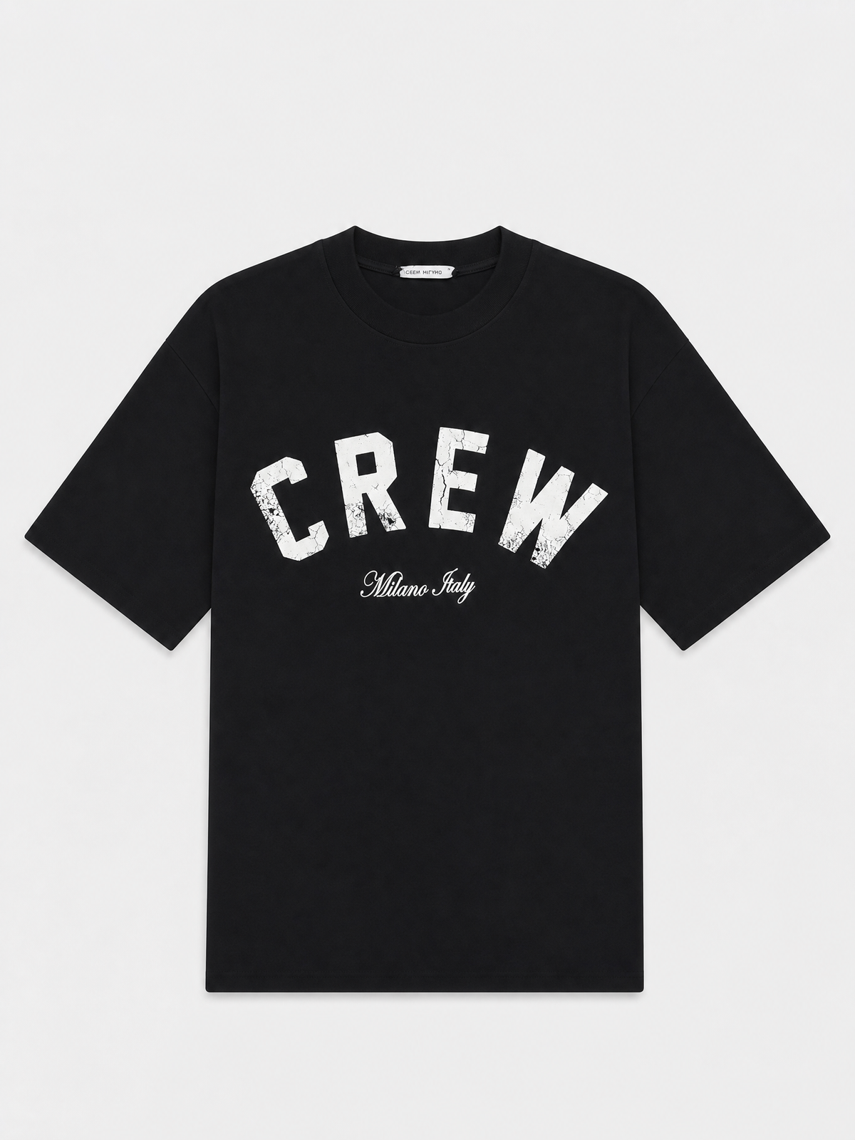 Crew Milano T-Shirt Logo Print - Black