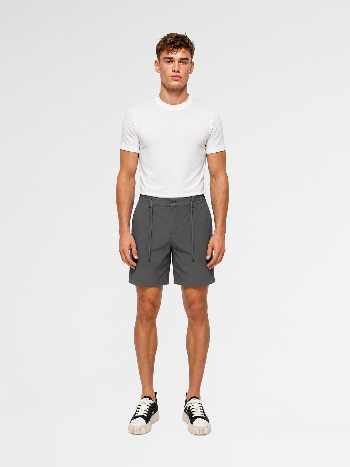 MAISON 9 PARIS High-End Dark Khaki Nylon Shorts
