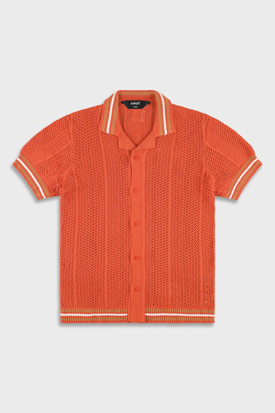 Ainker 802 Terracotta Knit Button Shirt