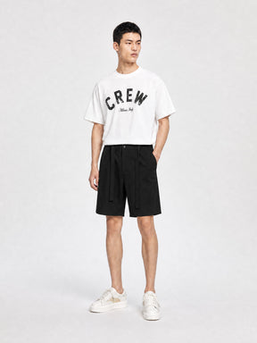 CREW Milano Elegant Belt Shorts Black