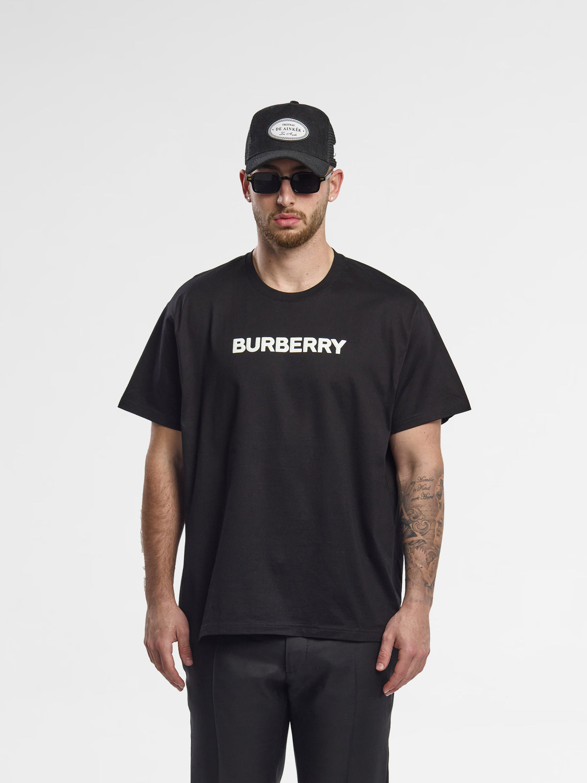 Burberry Logo Print Cotton Oversized T-shirt black