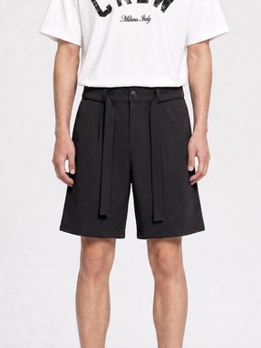 CREW Milano Elegant Belt Shorts Black