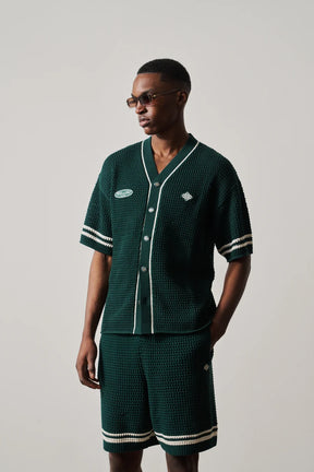 The Couture Club Crochet Knitted Baseball Shirt
