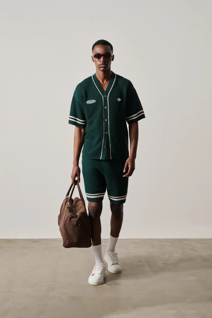The Couture Club Crochet Knitted Baseball Shirt