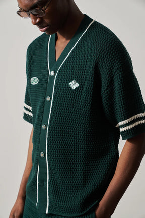 The Couture Club Crochet Knitted Baseball Shirt