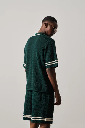 The Couture Club Crochet Knitted Baseball Shirt