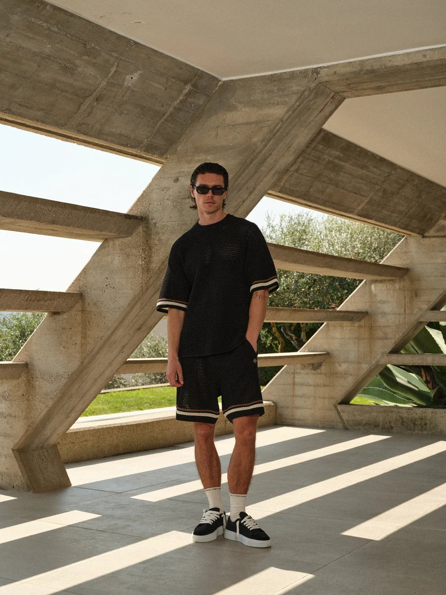 The Couture Club Crochet Knitted Stripe Shorts