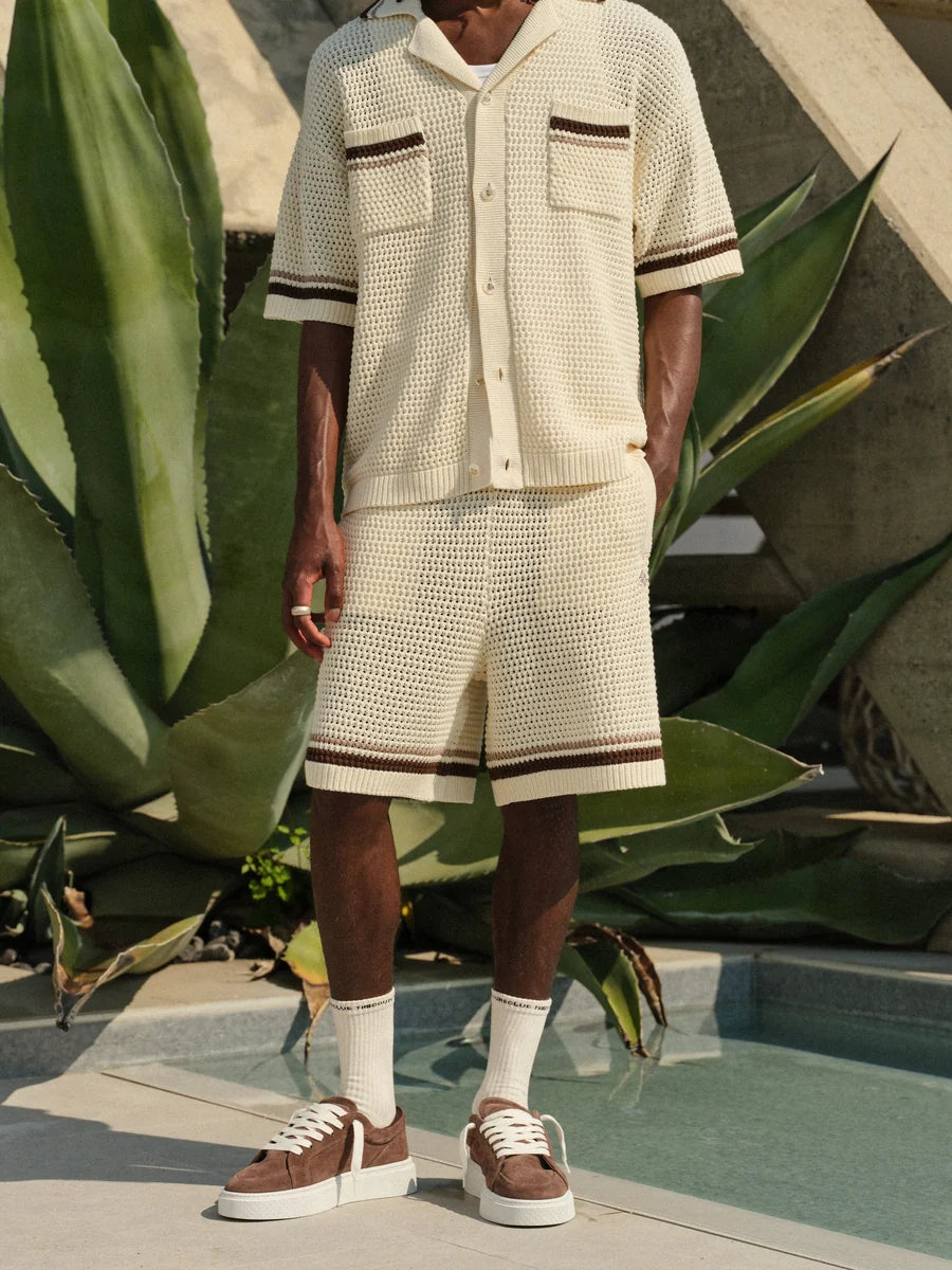 The Couture Club Crochet Knitted Stripe Shorts