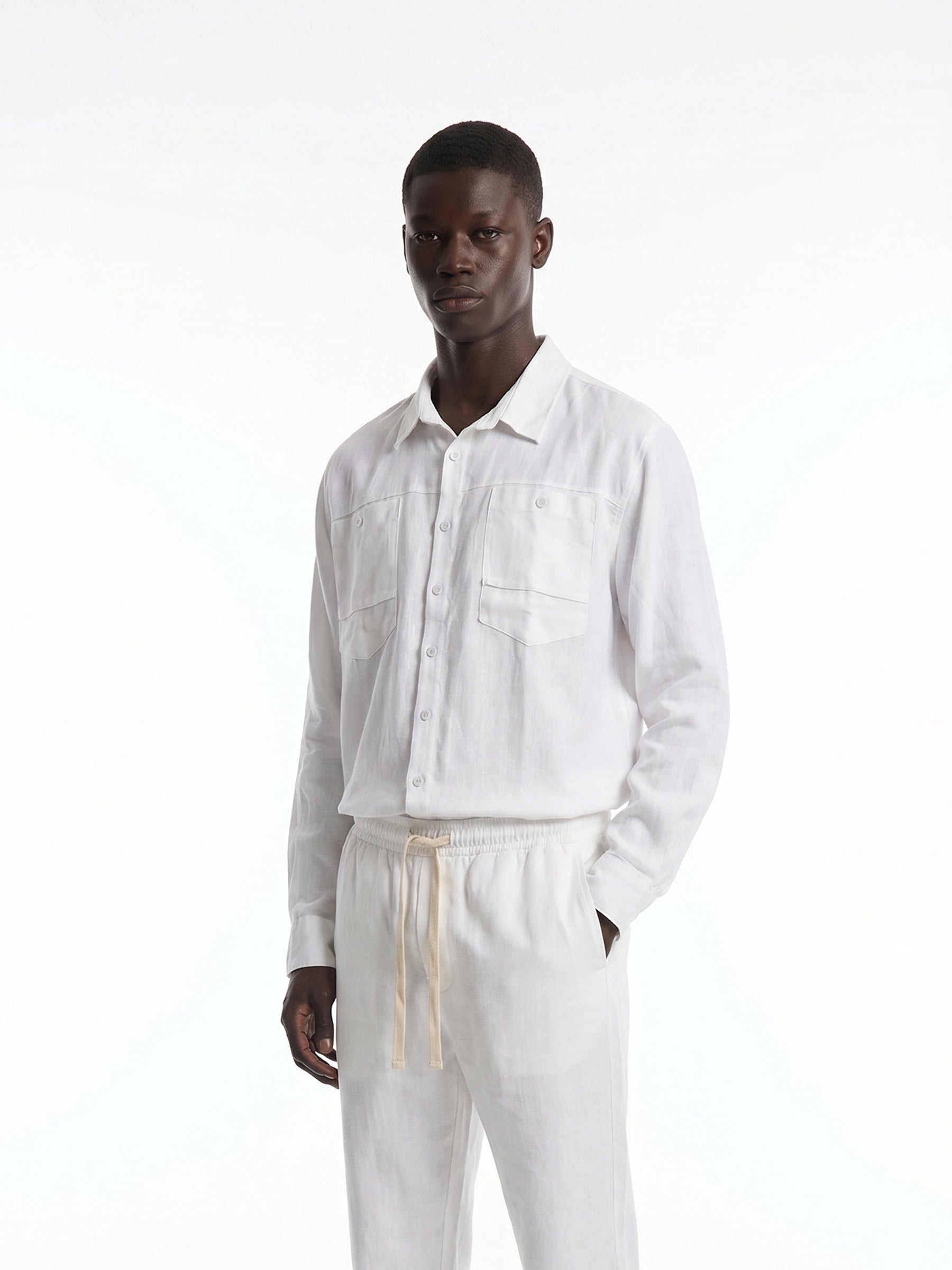 CREW Milano "Corfu" Linen Set Shirt/Pants White