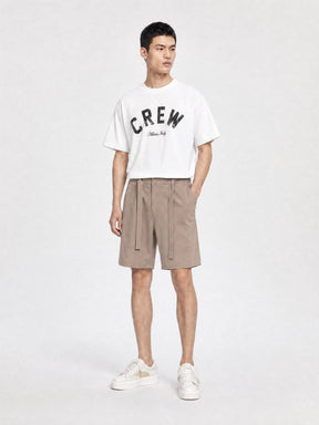 CREW Milano Elegant Belt Shorts Khaki